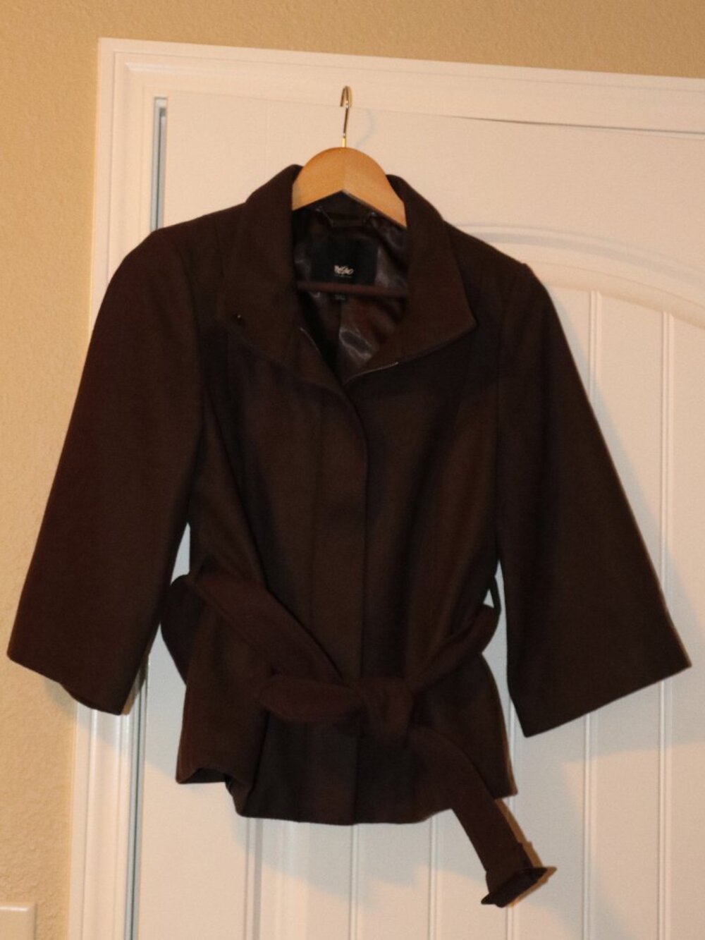 Mossimo Short Waisted Wool Coat - Sz Med Brown